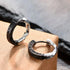Retro Tang Grass Grain Sense Textured Black Silver Niche Men Women Hoop Earrings
